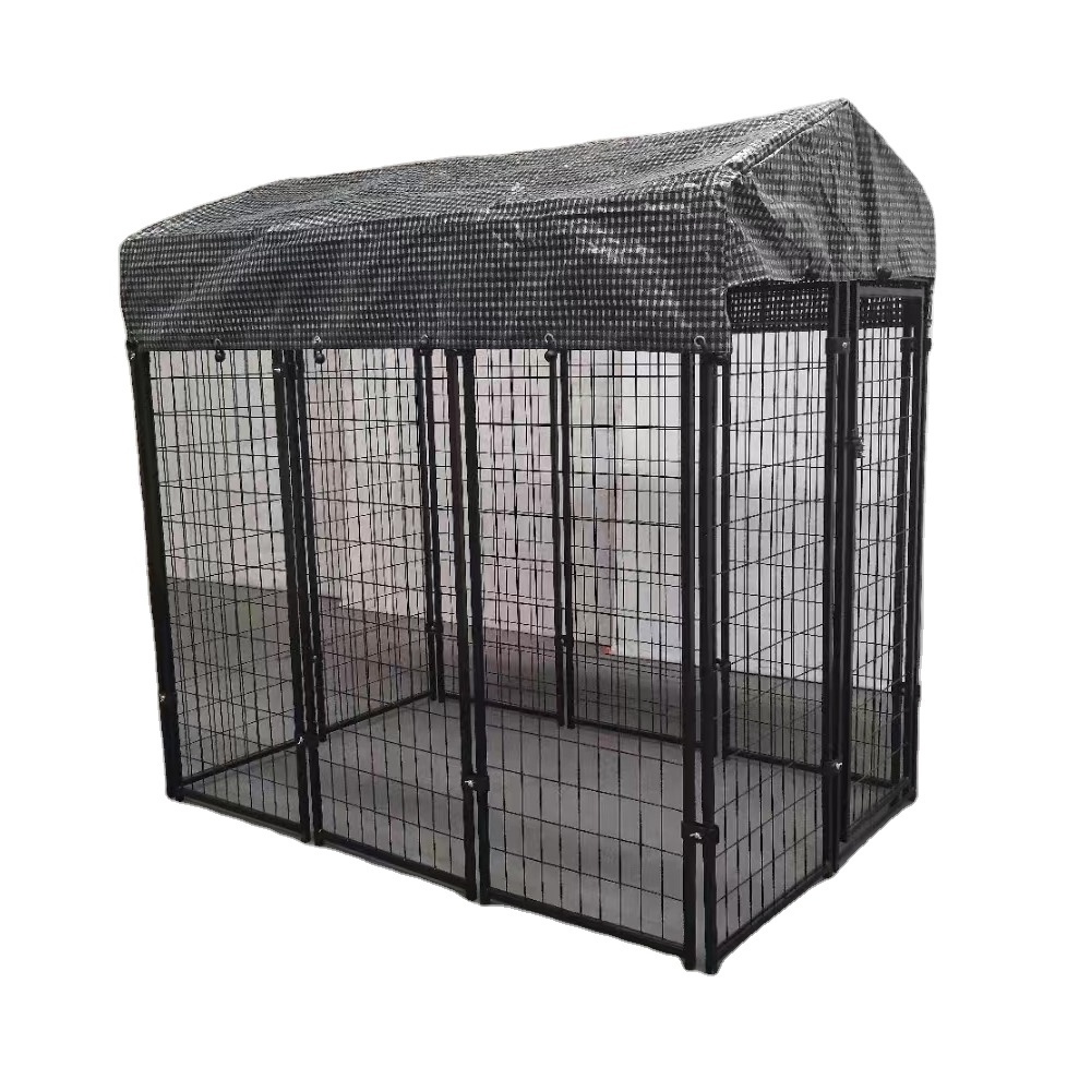 2022 factory sales Black color 4 ft x 4ft x 6 ft heavy outside welded wire mesh dog kennels