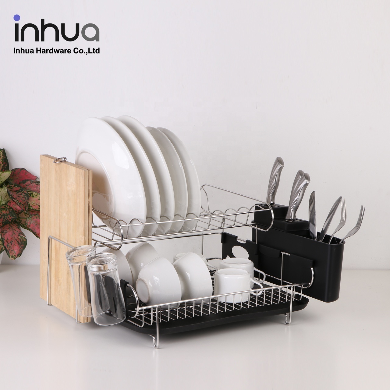 Multifunctional drain rack kitchen supplies dish rack 304 stainless steel storage rack double