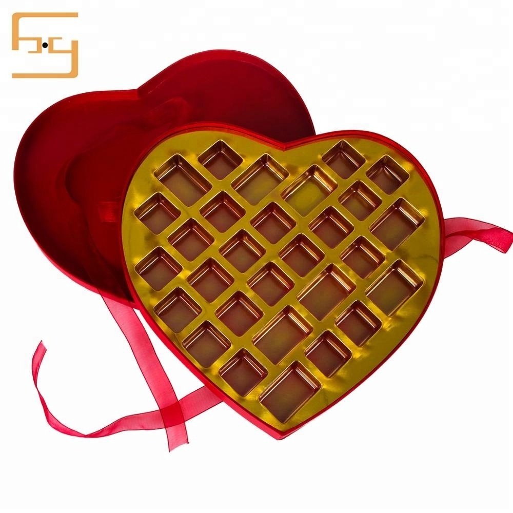 Wholesale Heart Shape Plastic Gift Chocolate Christmas Box Blister Packaging Box With Plastic Tray Small Chocolate Gift Box