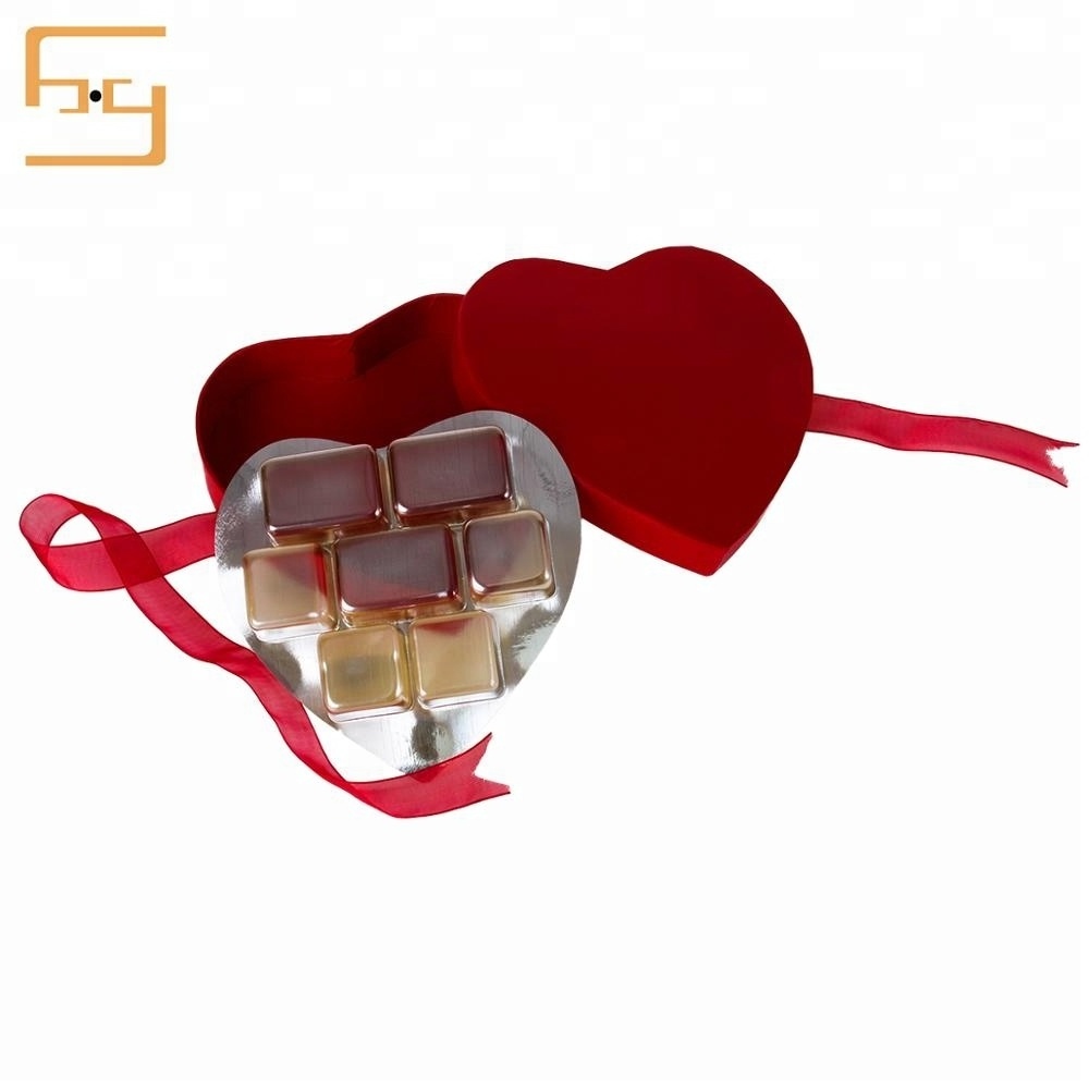 Wholesale Heart Shape Plastic Gift Chocolate Christmas Box Blister Packaging Box With Plastic Tray Small Chocolate Gift Box