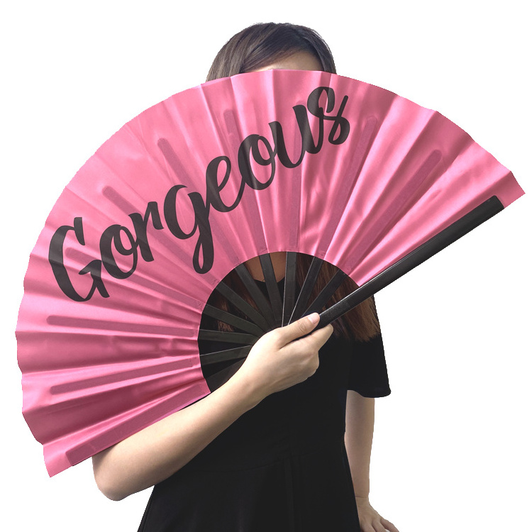 Customized New Design Promotional Large 33cm Big Size Gift Portable Folding Hand Fan Decorative Bamboo Chinese Hand Fan