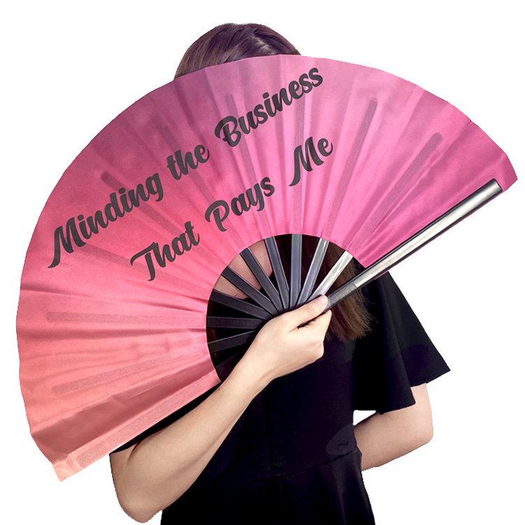 Customized New Design Promotional Large 33cm Big Size Gift Portable Folding Hand Fan Decorative Bamboo Chinese Hand Fan