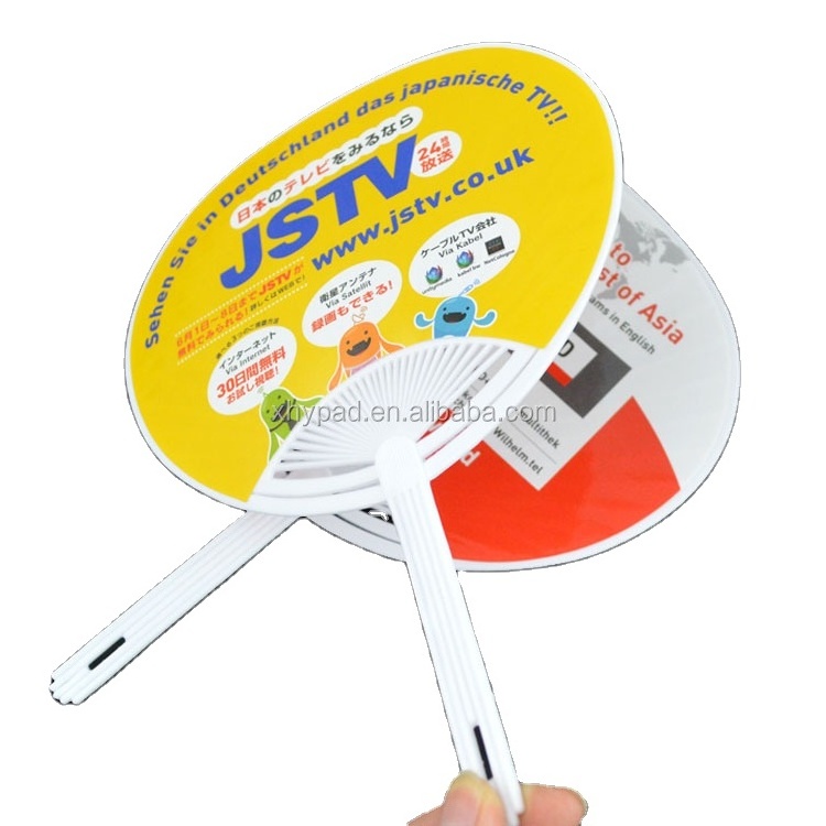 Cheap  Custom Hand Fan Round Plastic Hand Held Fan for Advertising Gift