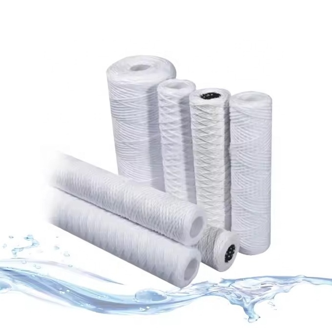 Large Flow 50 75 micron Filter Cartridge Industrial Water Filter Cartridge 60 Inch 70 Inch String Wound Water Filter Cartridge