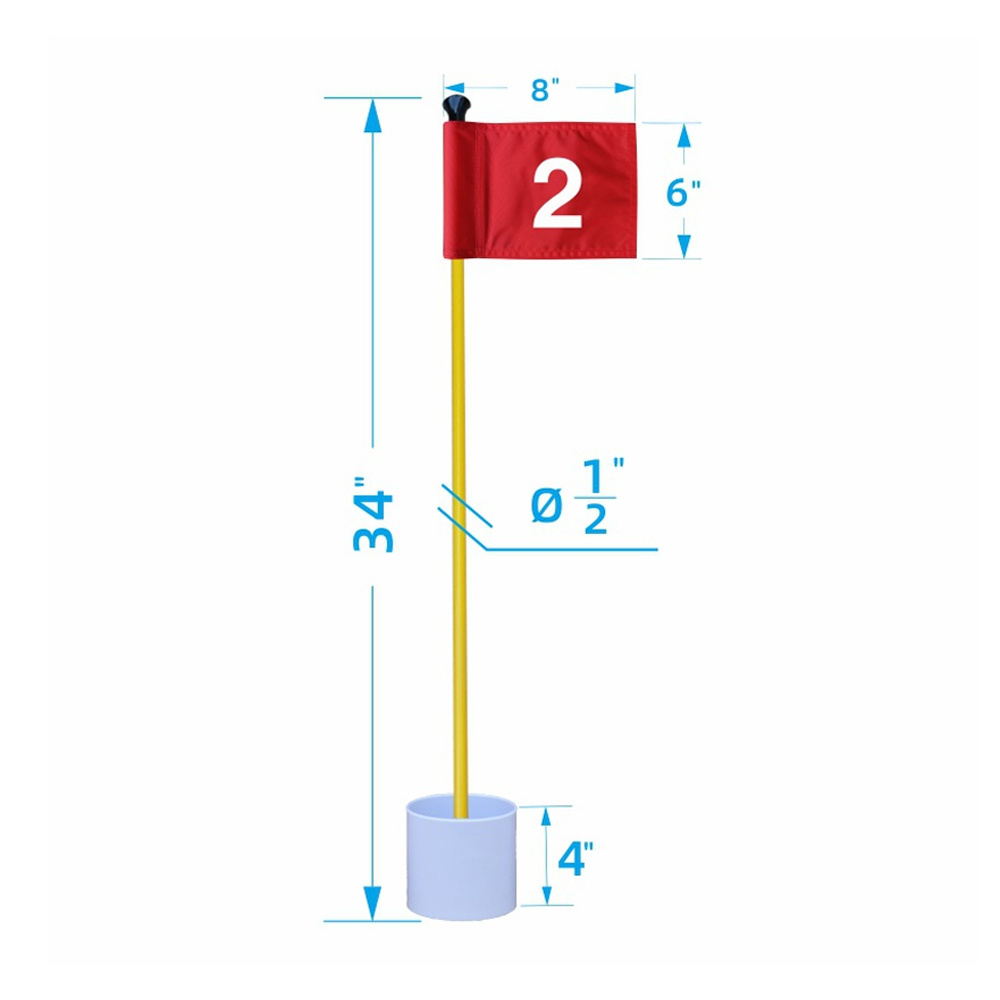 Golf Flagpole 3-foot double-sided numbered custom Golf flag post Hole Cup set 3ft Mini golf flagpole