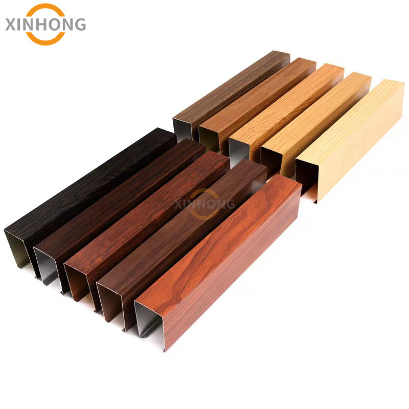 Aluminium Baffle Ceiling U Shape 25*30 Linear Square Tube Wood Pattern Drop Ceiling Panels