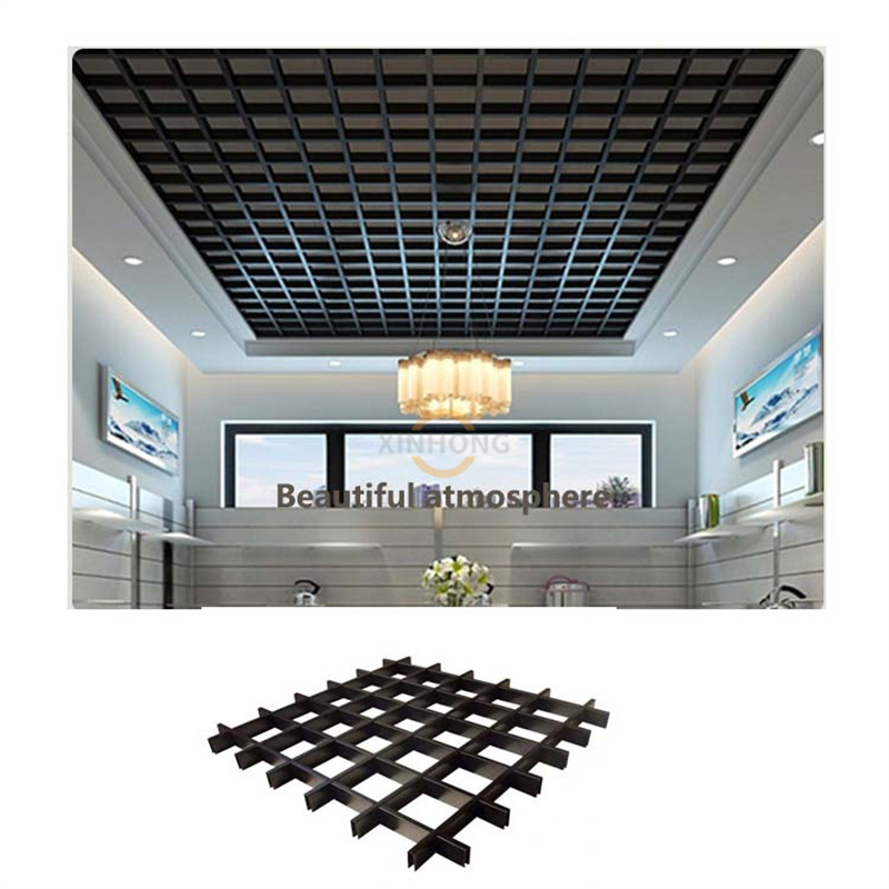 Modern Open Cell Metal Aluminium Grille Black Wooden Grain Ceiling Type Aluminum Grid Suspended Ceiling Tiles