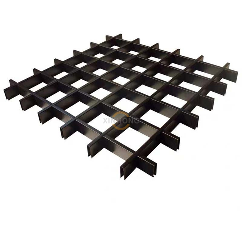 Modern Open Cell Metal Aluminium Grille Black Wooden Grain Ceiling Type Aluminum Grid Suspended Ceiling Tiles