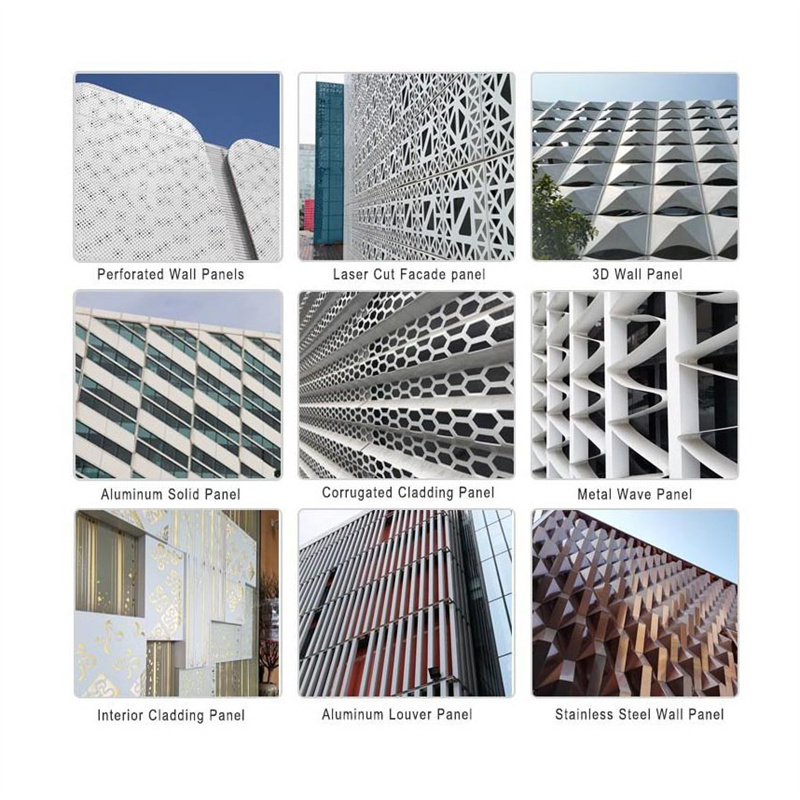 Architectural Art Style Perforated Curved Metal Aluminium Curtain Wall 3d Facade Panels Aluminum Outside Wall Panel