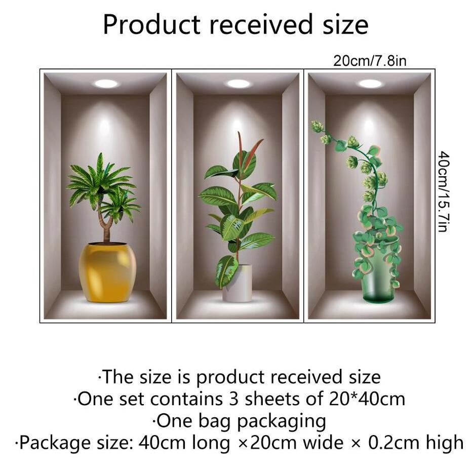 Wall Art Stickers Simulate 3D Potted Green Plants Flowers Home Decorations stickers simulation green plant small bonsai