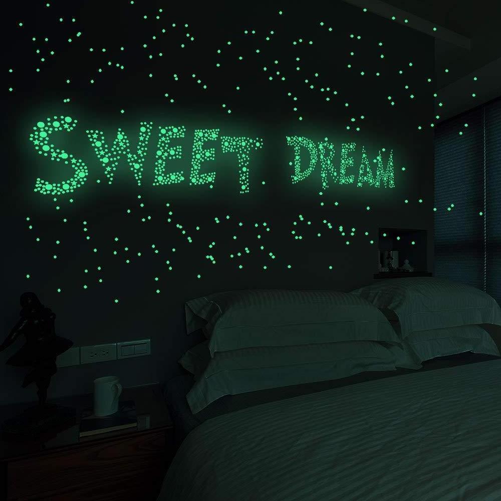 Glow in The Dark Stars Decals Decor for Ceiling Realistic 3D Stickers Starry Sky Shining Decoration Perfect for Kids Bedroom Bed