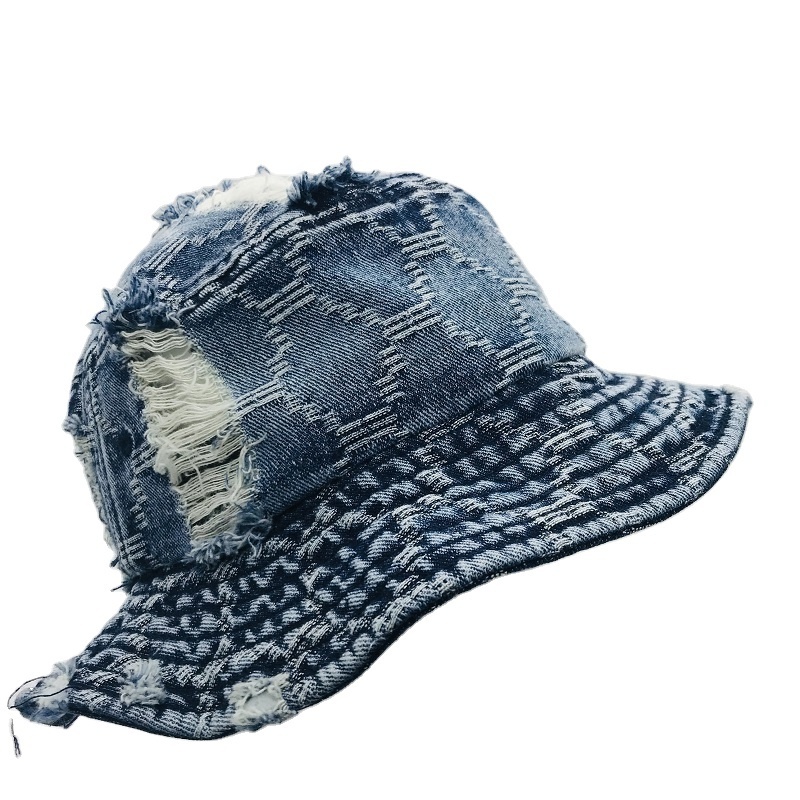 2022 New Arrival in stock women men Jean distressed denim blank bucket hats customised jeans washed fishing hat