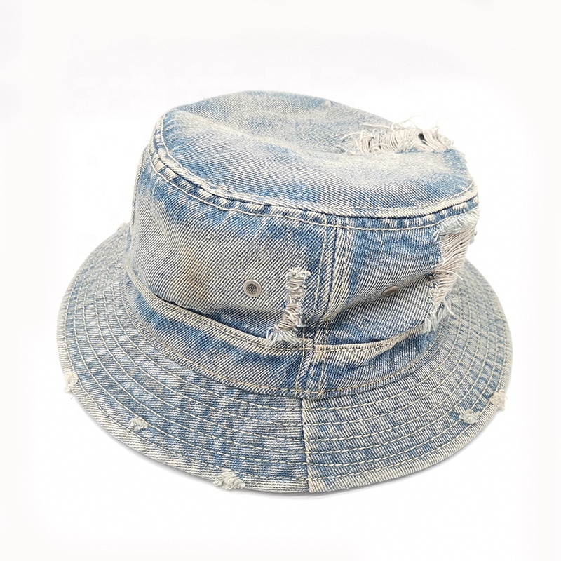 Vintage washes Denim bucket cap hip hop sun hats manufacturer Jeans hats