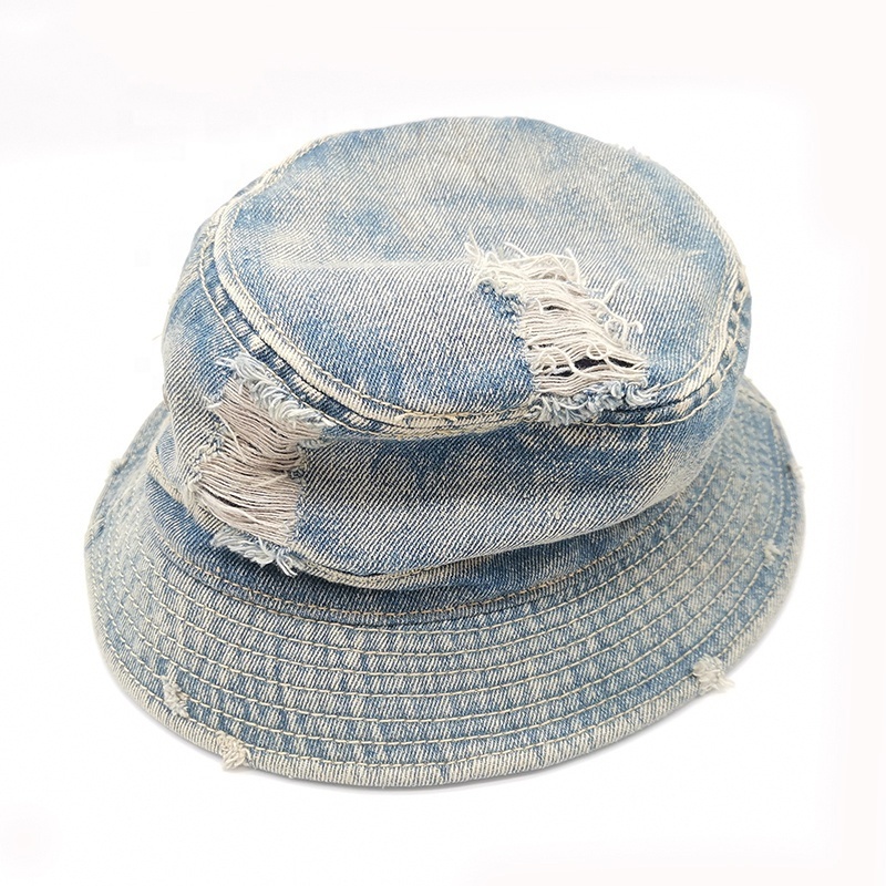 Vintage washes Denim bucket cap hip hop sun hats manufacturer Jeans hats