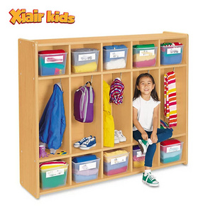 Xiair Kids Wooden Montessori Clothes Shoes Storage With Organizer Wooden Cubbies & Lockers For Cabinet Backpack Storage