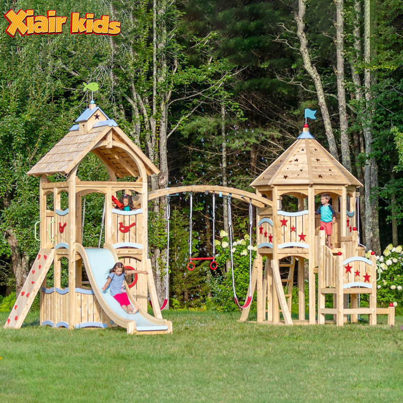 Xiair Montessori Preschool Kindergarten Toddler Indoor Playground Swing And Slide Set Outdoor For Kids Wooden Slide For Kids