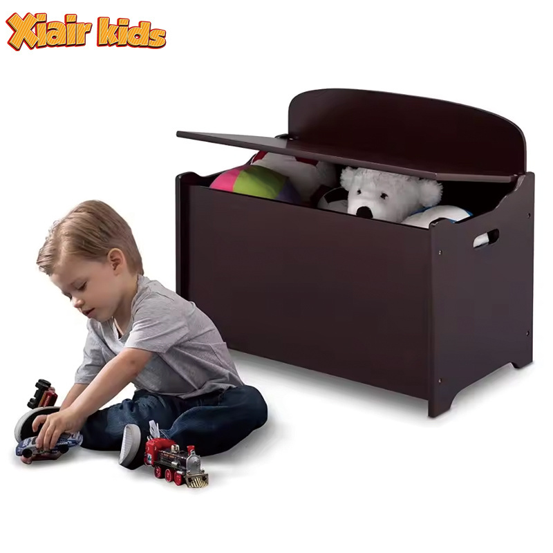 Kindergarten Toy Box Organizer Wooden Toy Box Bench with Safety Hinged Lid Storage Treasure Chest Sturdy Entryway Storage Bench