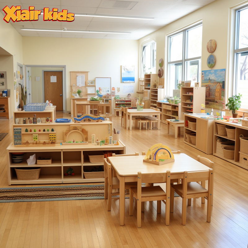 Montessori Kindergarten Preschool Nursery Children Wooden Classroom Furniture Sets Kids Infant Daycare Furniture Wholesale