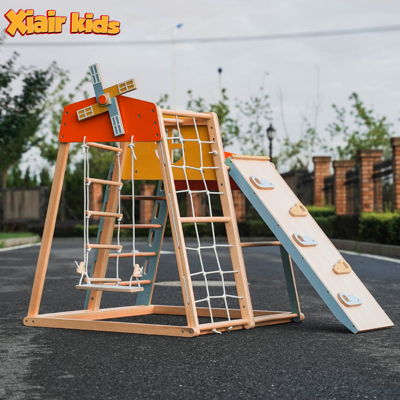 Xiair Wooden Climbing Frame Playground Indoor Children Montessori  Climbing Pickler Gym Swing Combination Sports Exercise Sets