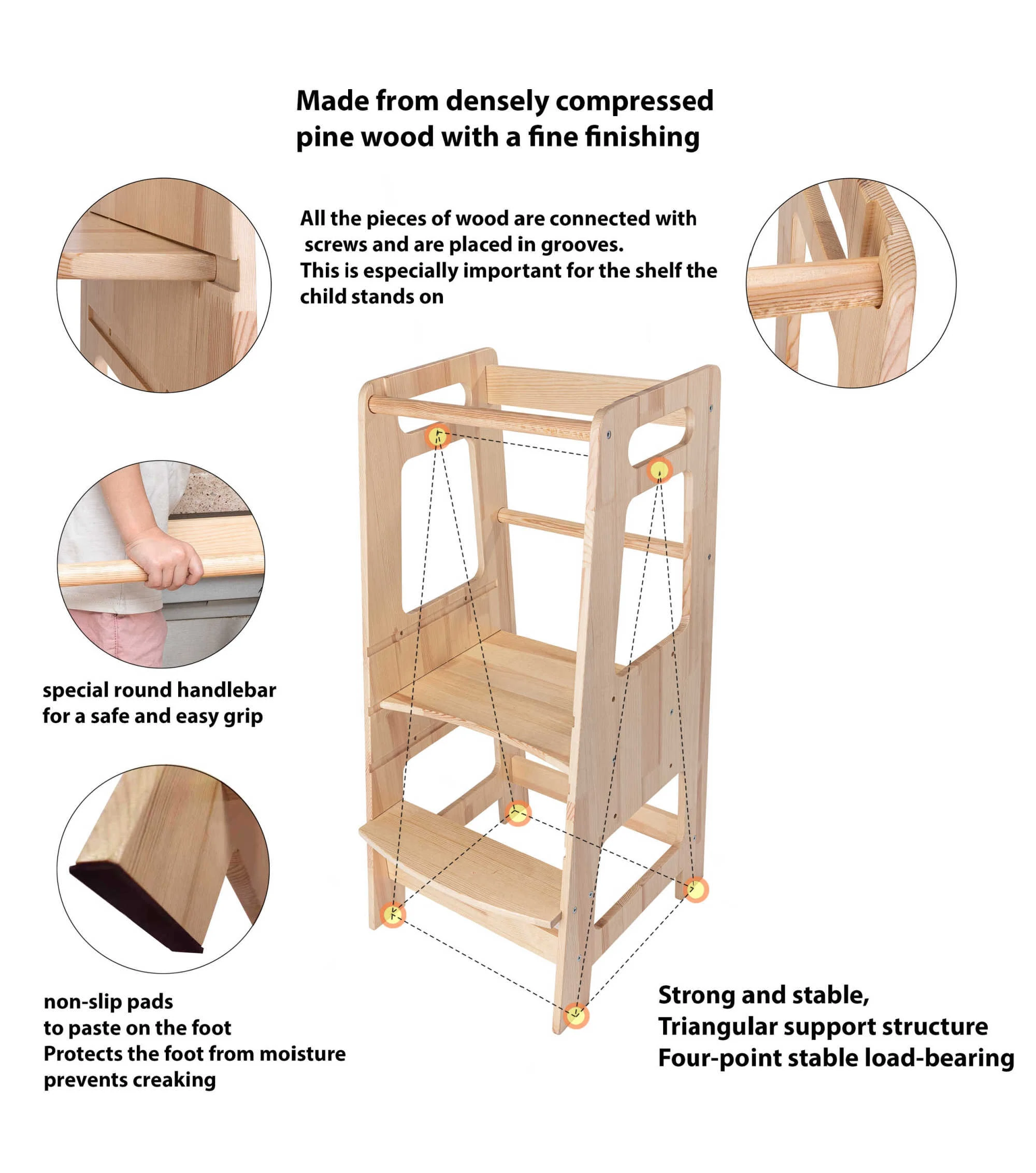 Xiair Wooden Learning Tower  Children'S Kitchen Step Stool Assistant Tower With Both Step And Stool Functions