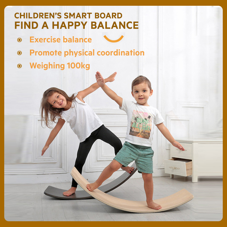 Xiair Montessori Kids Wooden Balance Board Multifunction Surfing Fitness Training Wobble Board For Kids Baby Yoga Curvy Board