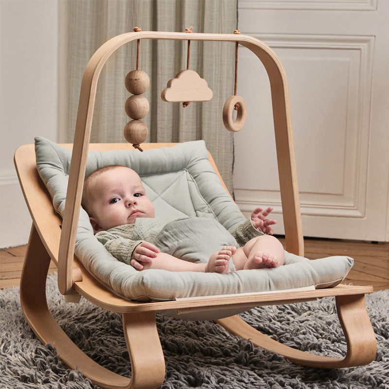 Xiair Wood Baby Bouncer Swinging Chair for Babies Nursery Children Furniture Rocking Chair For Baby Sleep Kids Sofa Indoor