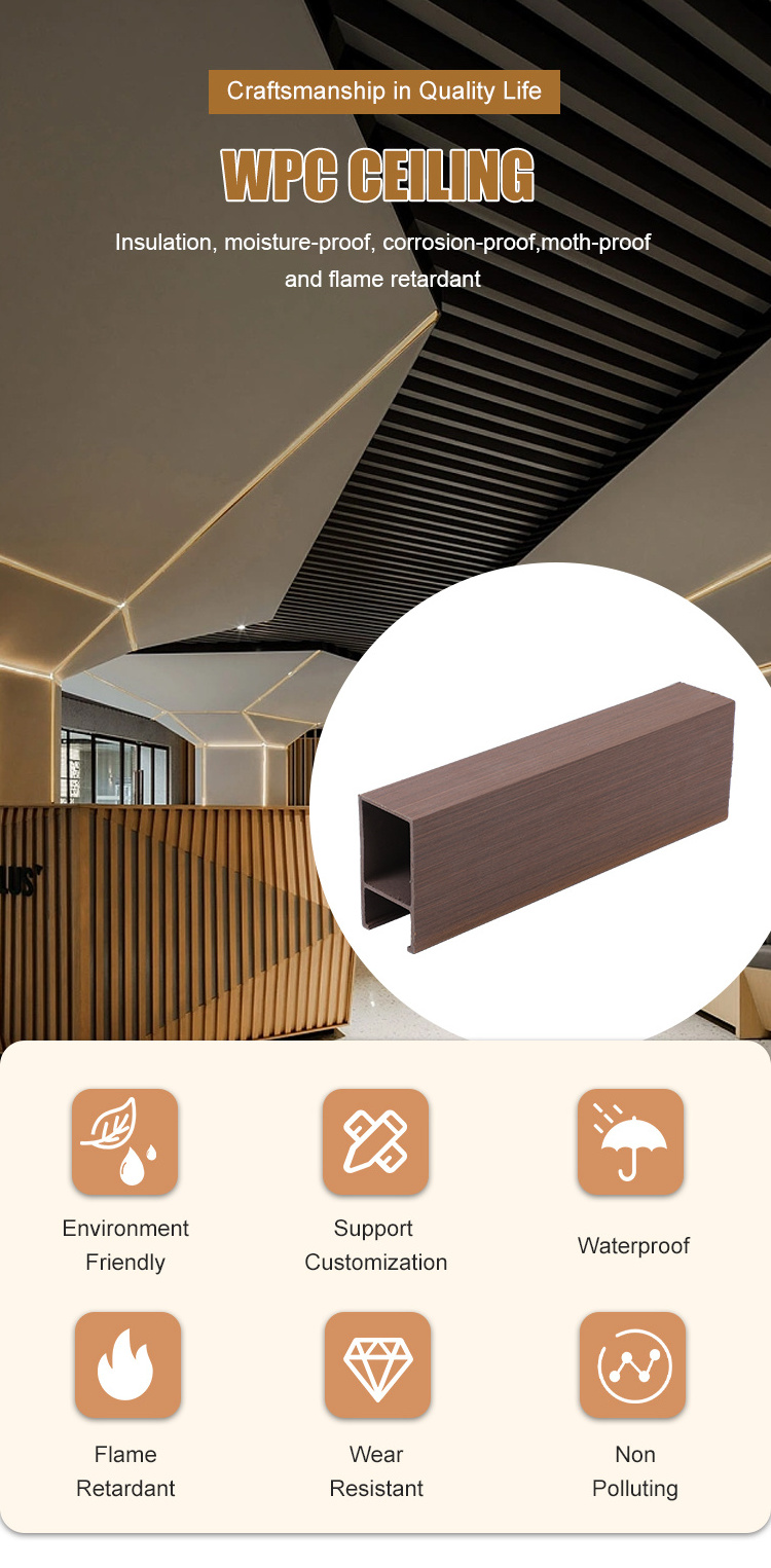 Factory Direct Sale Decorative Wooden Fiber Wpc Ceiling Panels False Ceiling Designs Wpc Ceiling