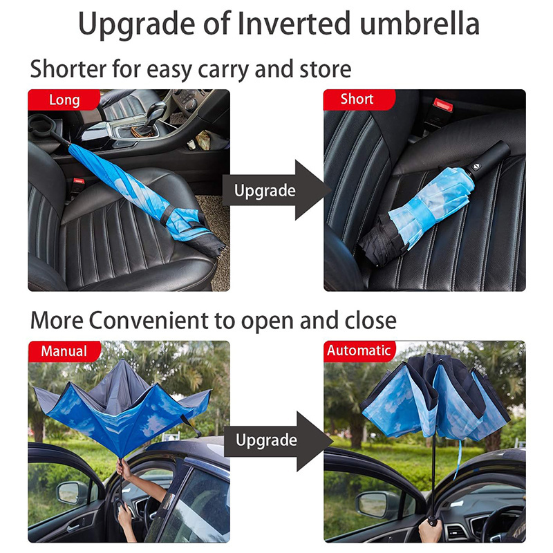 Modern Umbrella With Logo Parasol Umbrellas Uv Protection 8 Ribs Travel Compact Inverted Umbrella Folding For The Rain