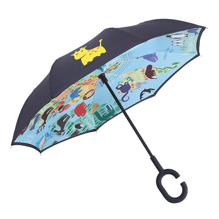 Cute children umbrella reverse cheap cartoon umbrella small umbrella hands free umberlla for kids