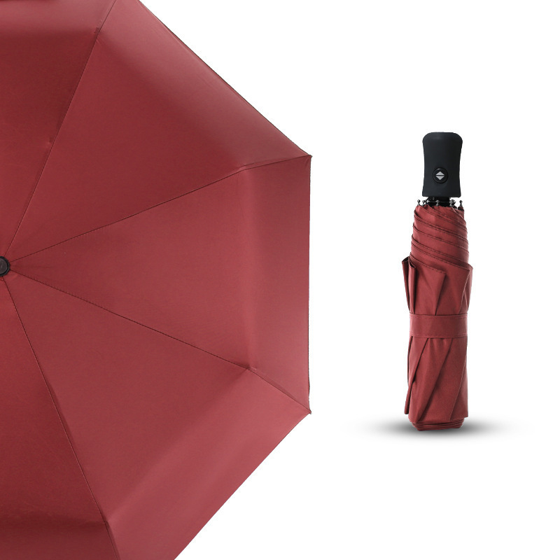 luxury custom umbrella with logo red and black umbrella 3 folding for the rain