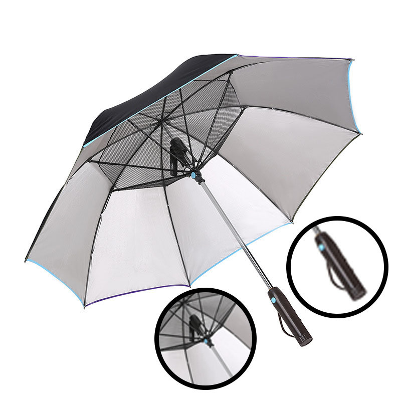 unique umbrella Special waterproof solar mist fan straight uv umbrella with fan