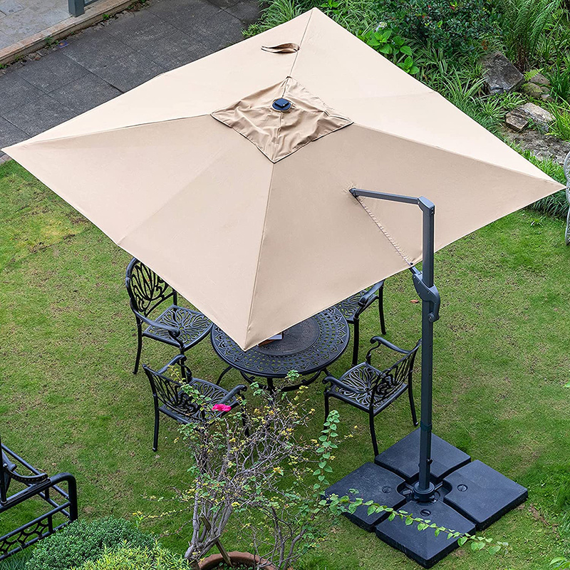 10 FT Cantilever Patio Umbrella With Custom Logo 360 Rotation & Integrated Tilting Beach Umbrellas & Bases With LED Lights