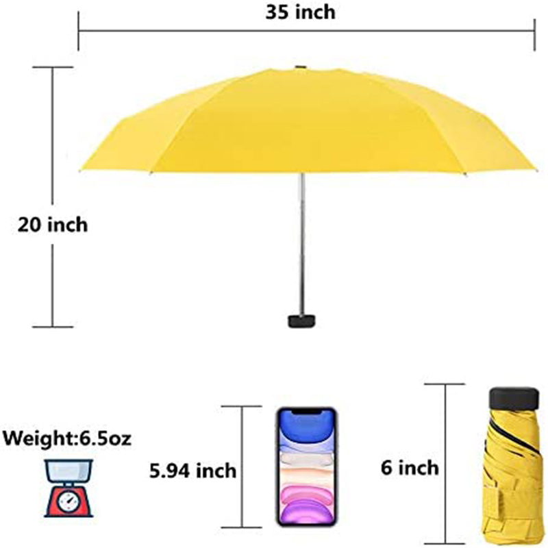 Sombrilla 6 Ribs Cell Phone Umbrella  For Sun 5 Folding Design Mini Pocket Umbrella Uv Protection