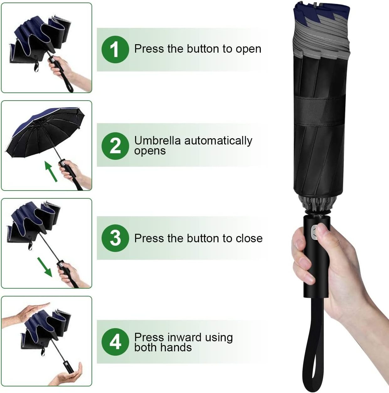 Parapluie Led Umbrella With Logo And Automatic Umbrella Folded With 180 Rotating LED Light For The Rain