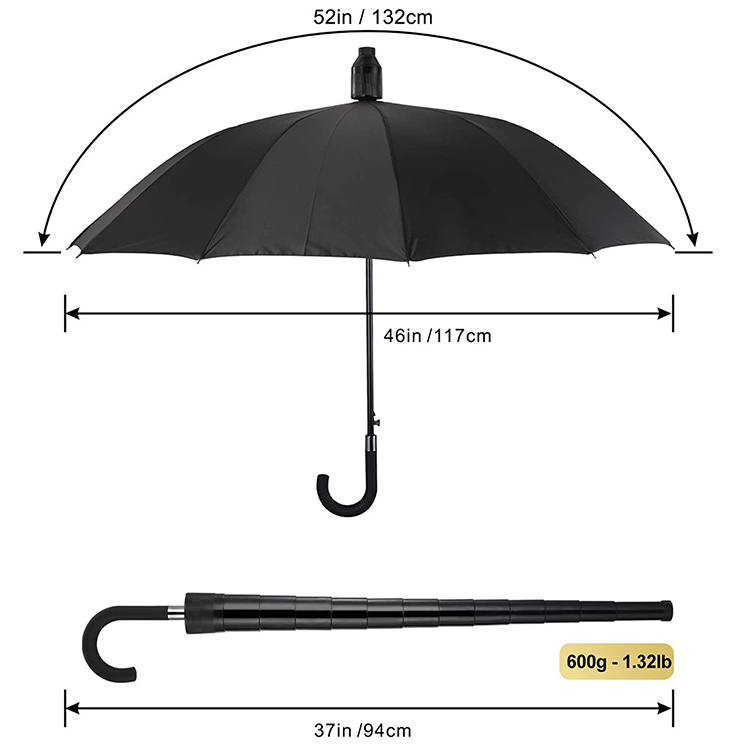 No Drip Umbrellas For The Rain Straight Umbrella- Telescopic Cover Attachment Windproof UV Protection with Blackou