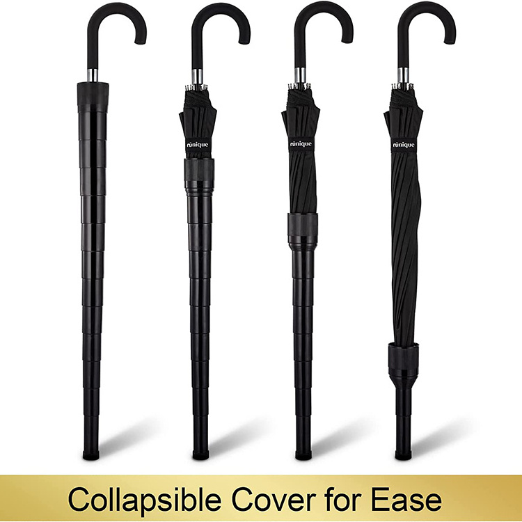 No Drip Umbrellas For The Rain Straight Umbrella- Telescopic Cover Attachment Windproof UV Protection with Blackou