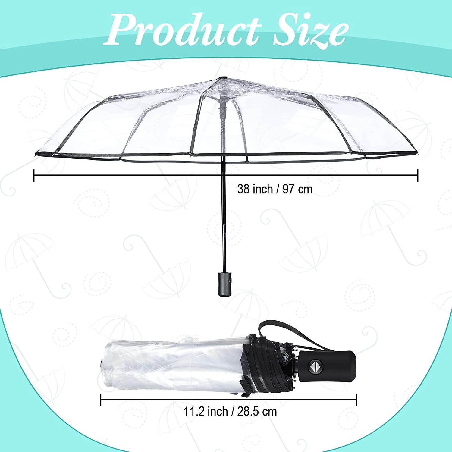 Chinese Cheap Transparent Umbrellas 3 Automatic Folding Clear Umbrella For The Rain