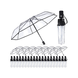 Chinese Cheap Transparent Umbrellas 3 Automatic Folding Clear Umbrella For The Rain