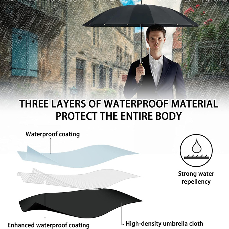 Sombrillas 24K Straight Automatic Iron Umbrella Holder  Luxury Umbrella 16 Ribs Windproof For The Rain