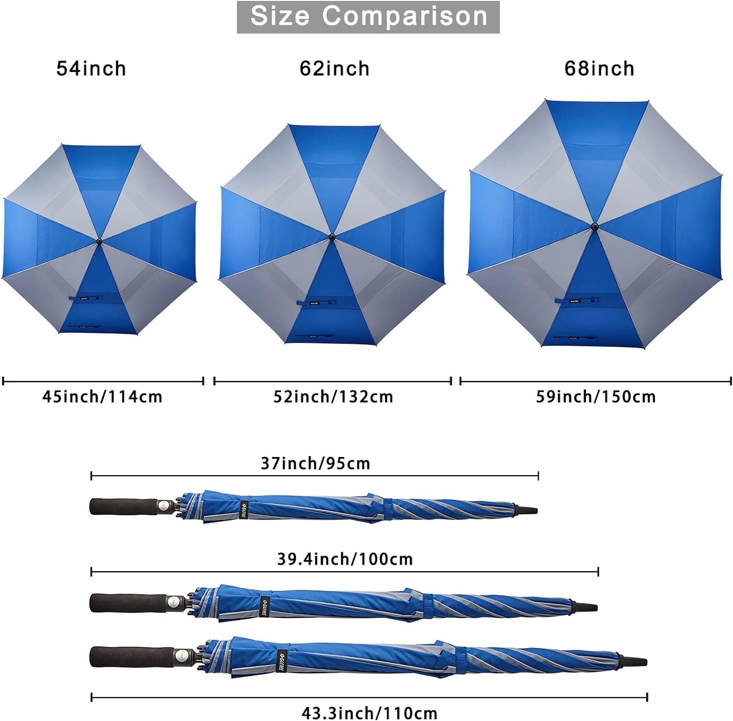 Golf Umbrella Large 62/68/72 Inch Extra Large Oversize Double Canopy Vented Windproof Waterproof 2 colo Umbrella Automatic