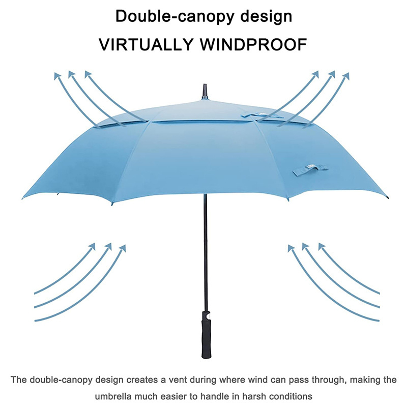 47/54/62/68 Inch Automatic Open Golf Umbrella Oversize Extra Large Double Canopy Vented Windproof Waterproof Straight  Umbrellas