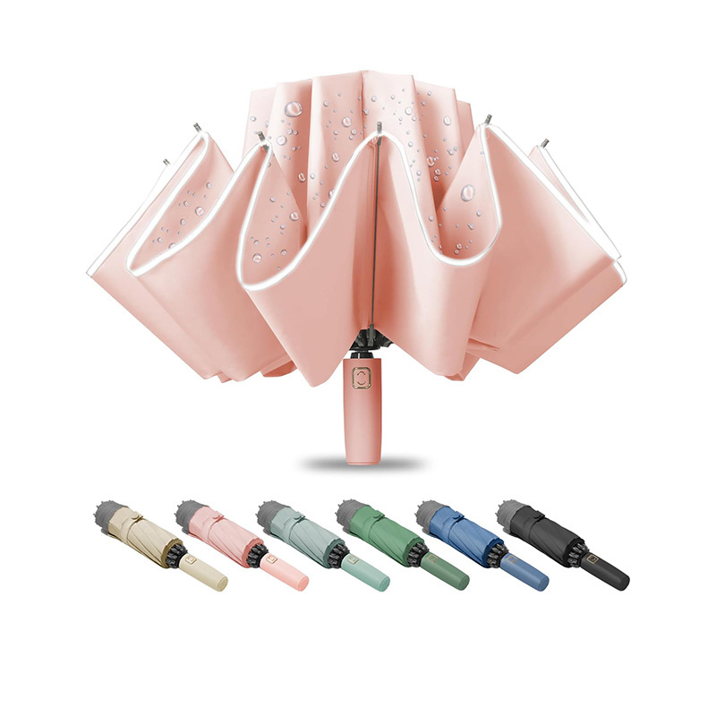 New Products In The Market Pink Umbrella Uv For The Rain 3 Folding Large Windproof And Waterproof Inverted Umbrella With Logo