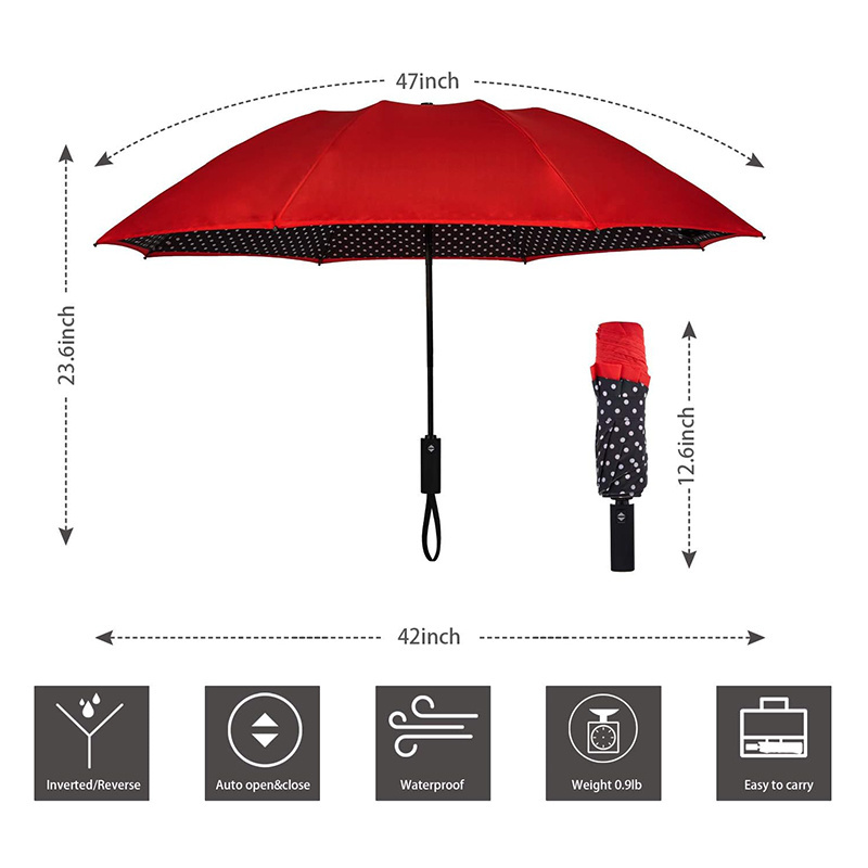 Sombrilla Design Parasol Umbrellas Uv Protection 8 Ribs Travel Compact Inverted Umbrella With Reflective Stripe  For The Rain