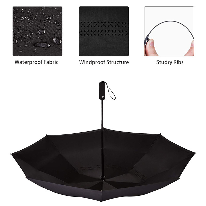 Parapluie Design Parasol Umbrellas Uv Protection 8 Ribs Travel Compact Inverted Umbrella With Reflective Stripe  For The Rain