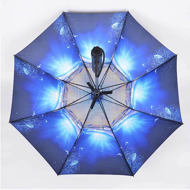 Amazon Hot Sale Umbrella With Fan And Water Spray Special Waterproof Solar Mist Fan Straight Uv Umbrella