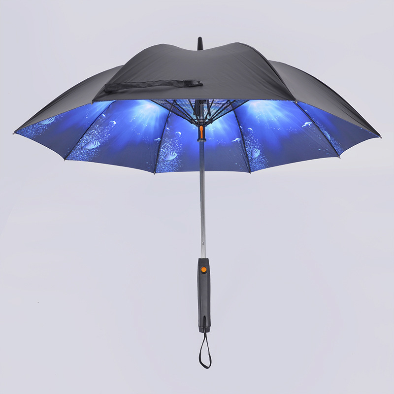 Amazon Hot Sale Umbrella With Fan And Water Spray Special Waterproof Solar Mist Fan Straight Uv Umbrella