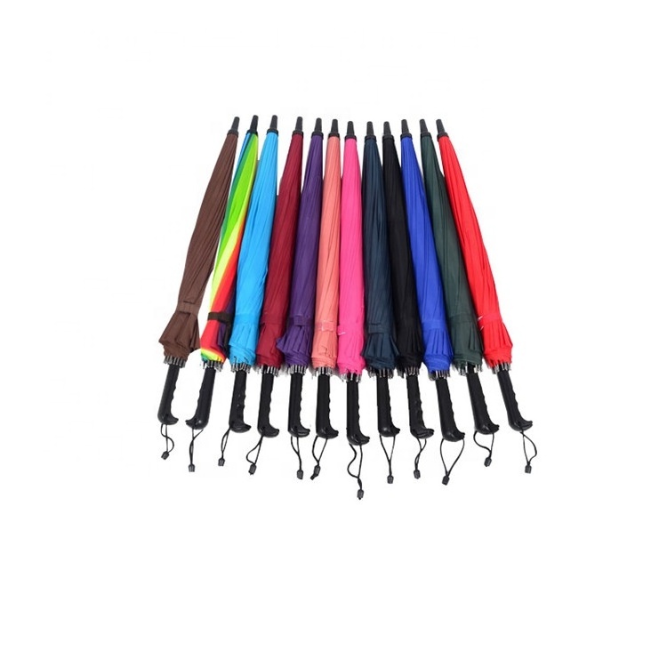 wholesale cheap market polyester 16 ribs windproof straight handle colorful Rainbow golf  Umbrella