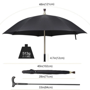 Multi functional walking stick umbrella crutch straight advertising umbrella function umbrella with wood handle