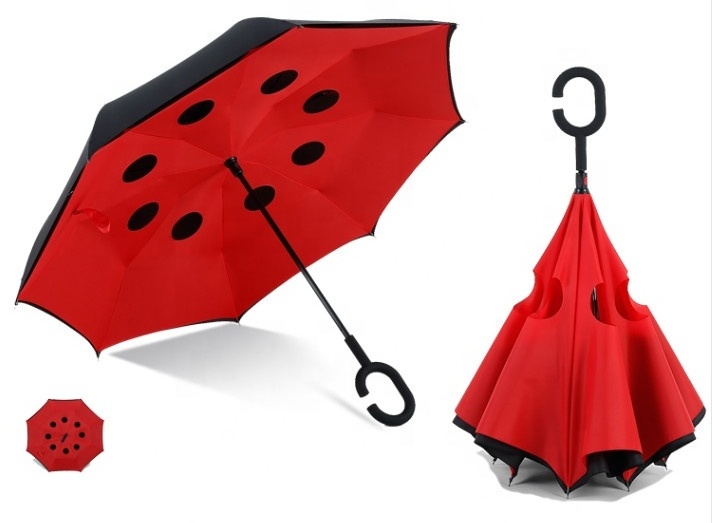 Xiamen Hoda umbrella manual open C handle reverse umbrella hands free umbrella with good quality