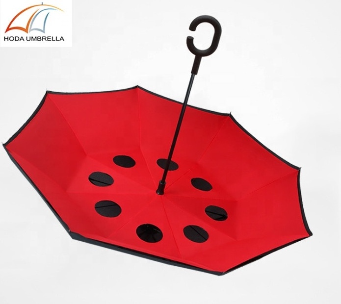 Xiamen Hoda umbrella manual open C handle reverse umbrella hands free umbrella with good quality